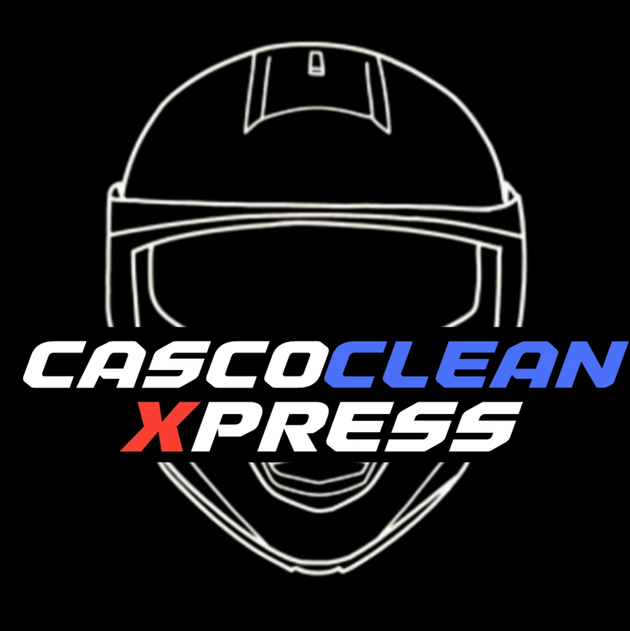 Logotipo de Casco Clean Xpress: contorno blanco de un casco integral